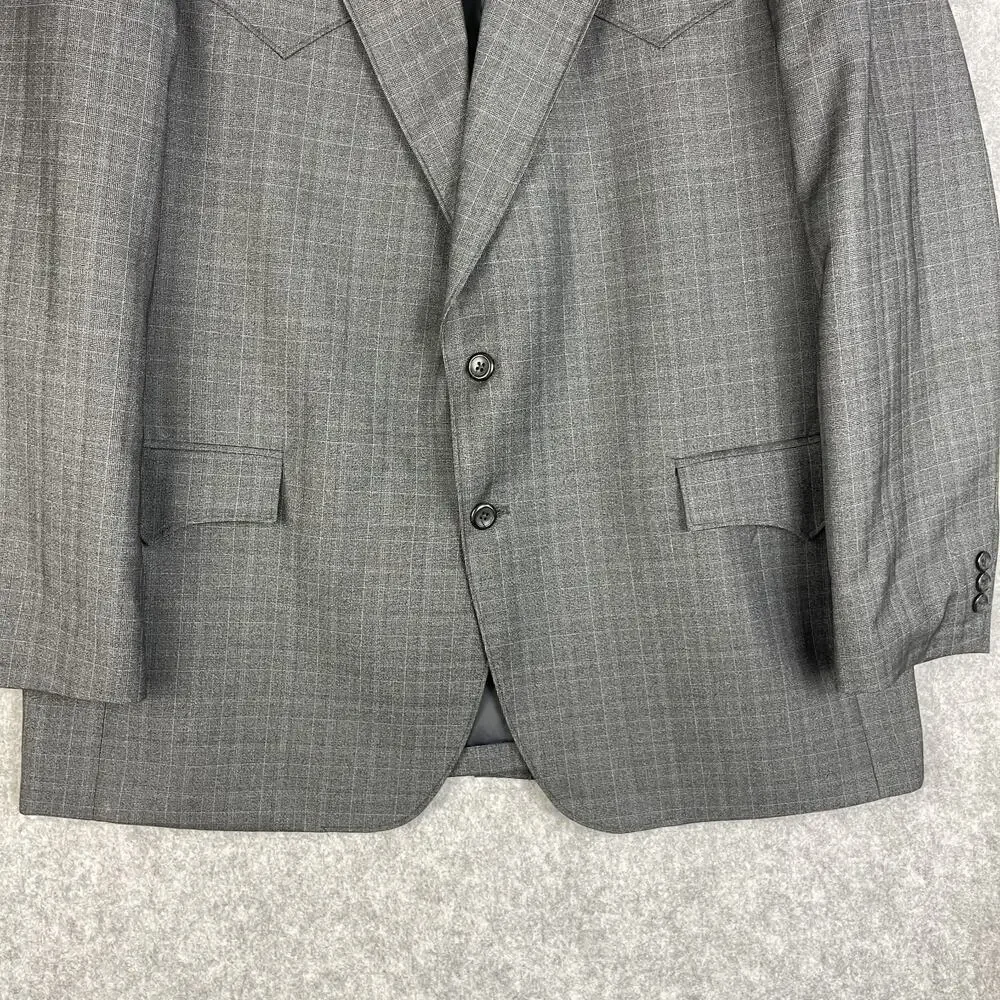 Circle‎ S Blazer Sport Coat Mens 46R Gray Glen Check 2 Button Western Cowboy